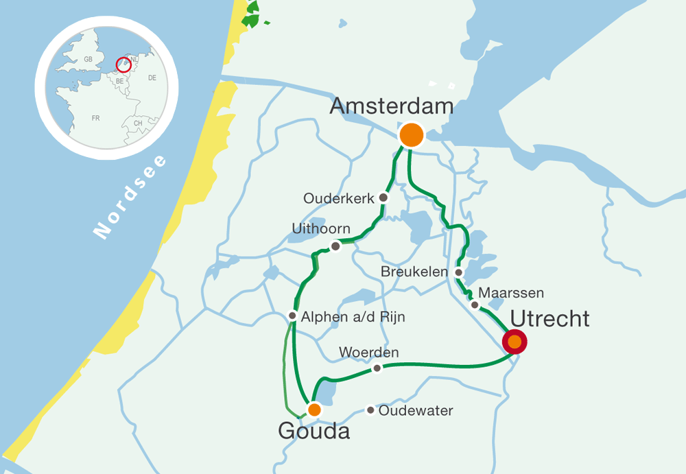 Map holland bike tours