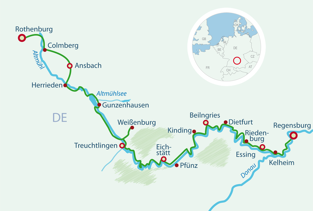 Map Cycling Holidays Altmühltal