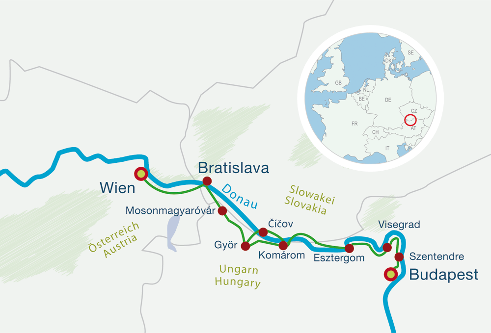 Map Cycling Holidays Danube