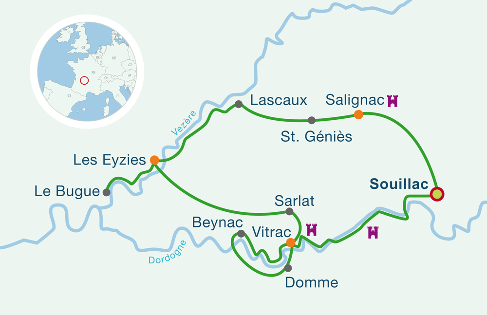 Map Cycle & Stay Holiday: Romantic Castles of the Loire in France