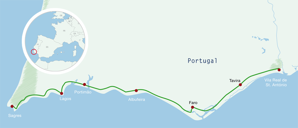 Map Portugal Cycling Holiday Algarve Cost