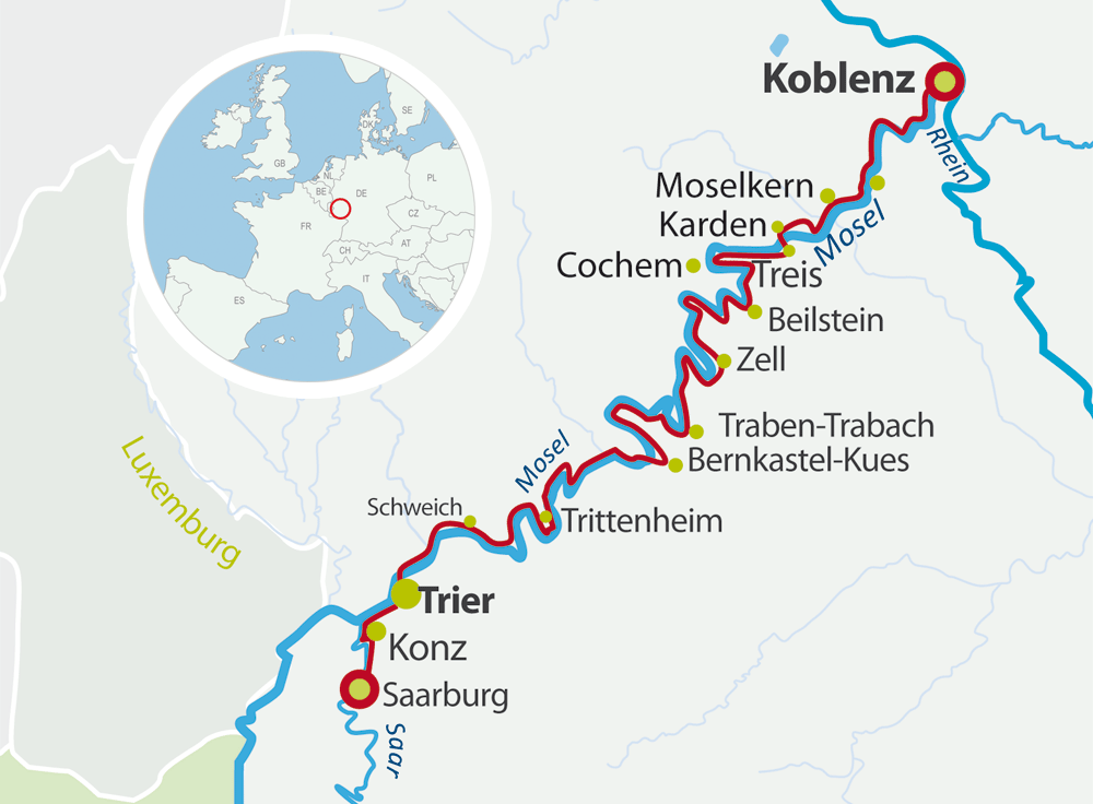 Map Cycling holidays Germany