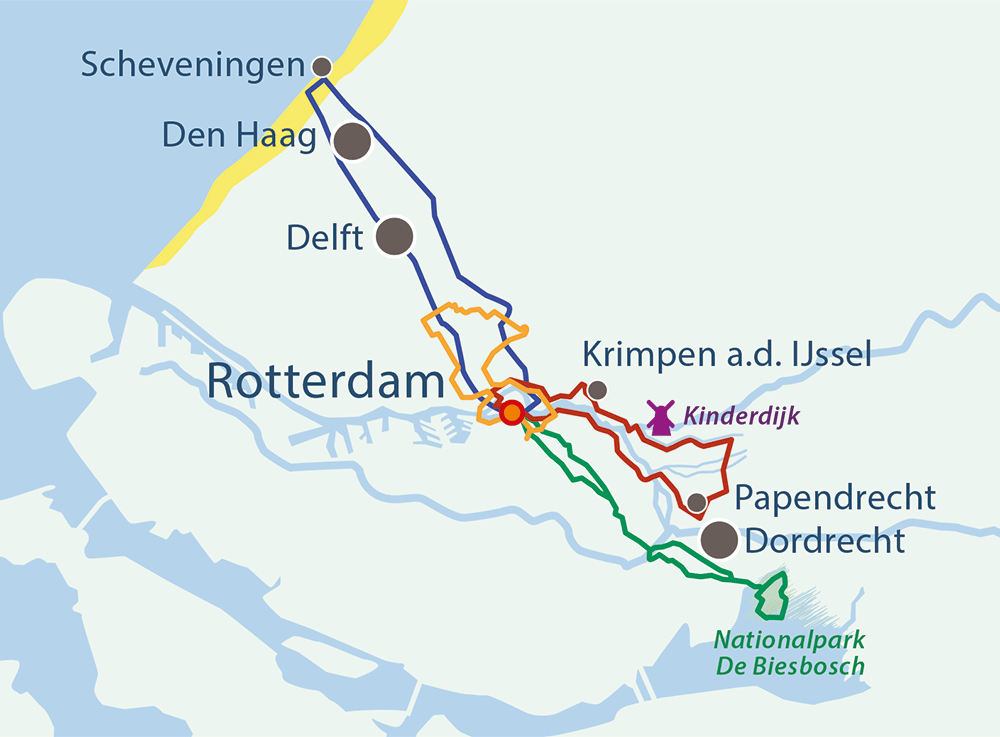 Map Standplaatsreis Rotterdam en Zuid- Holland
