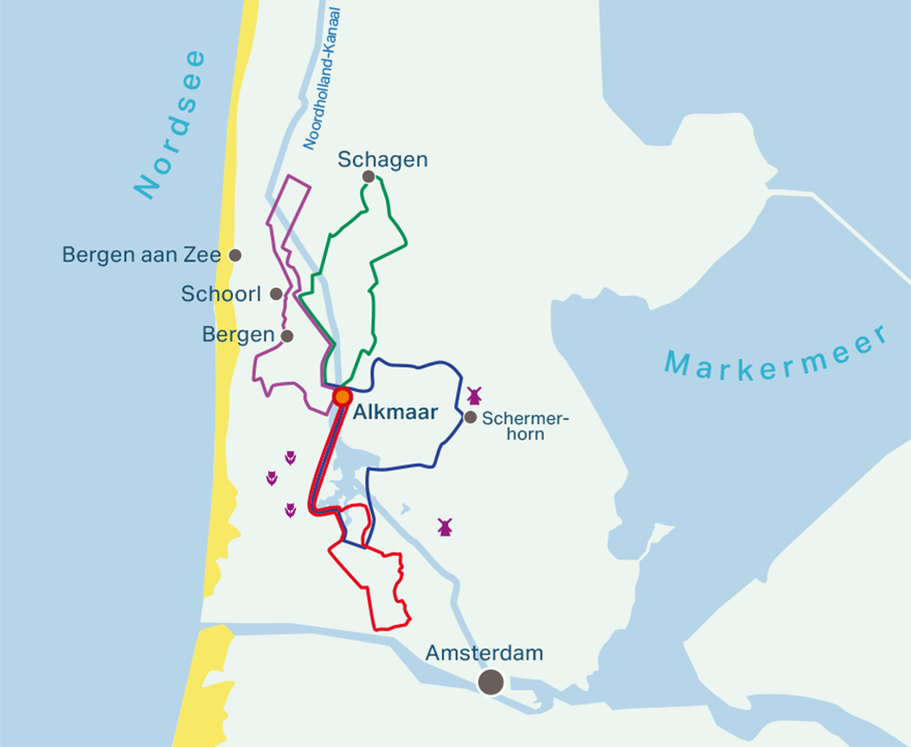 Map Standplaatsreis Alkmaar en Noord- Holland 